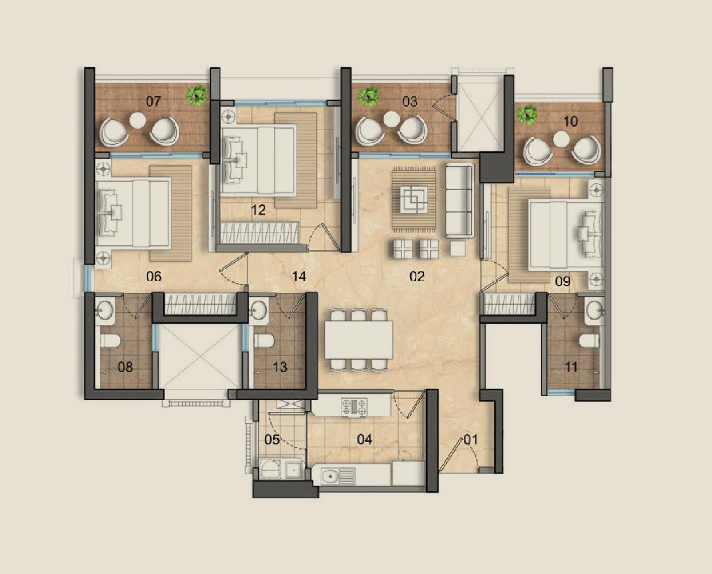 3 BHK Floor Plan